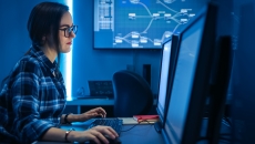 An IT programmer performing coding