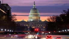The United States Capitol at night