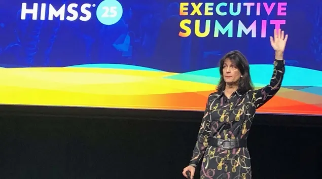ROI Institute CEO Patti Phillips asks for a show of hands during the HIMSS25 Executive Summit.