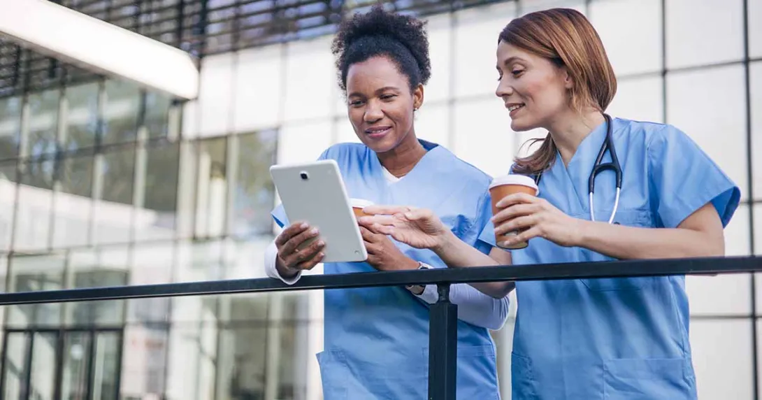 Healthcare workers talking