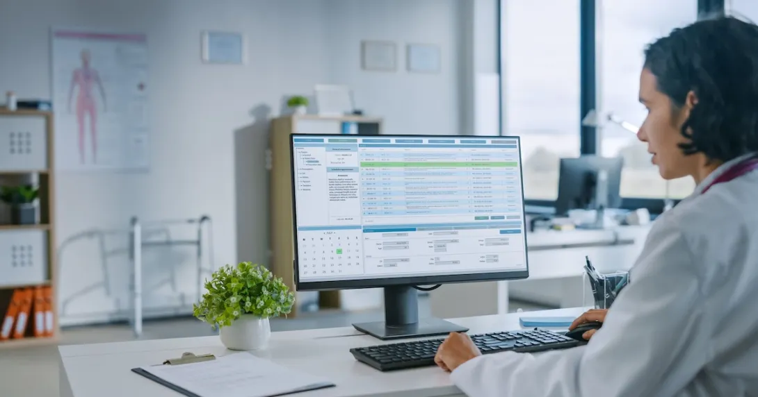 A doctor reviewing a patient's chart 